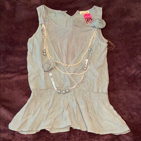 Mine Light blue sleeveless blouse sz XL - Picture 3 of 8